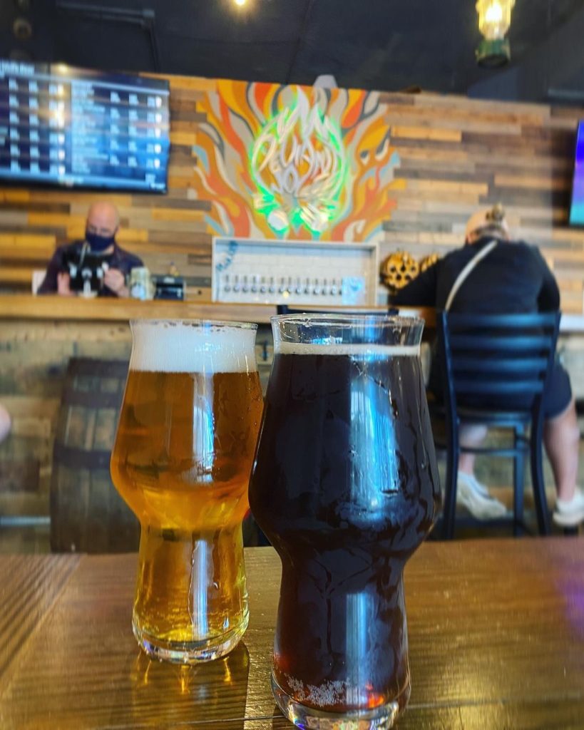 Two beers at Deviant Wolfe Brewing