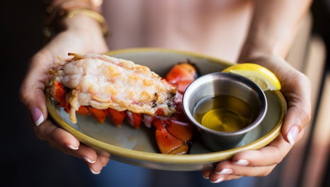 Big Fin Seafood Kitchen lobster tail happy hour dish