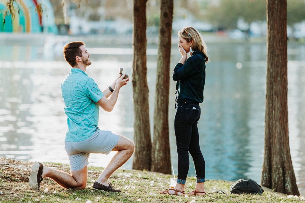 Orlando Wedding Proposal at Lake Eola Park. 