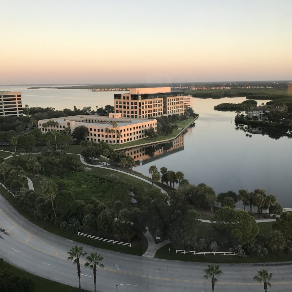 The view from our hotel room at The Westin  Clearwater during our sunrise to sunset Florida road trip