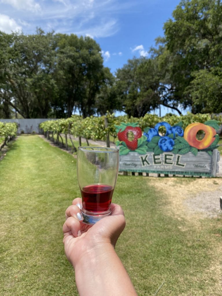 Wine flight sample from Keel Farms
