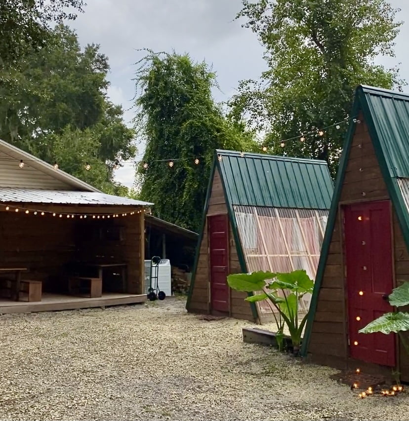tiny cabins at Enchanted Oaks Farm