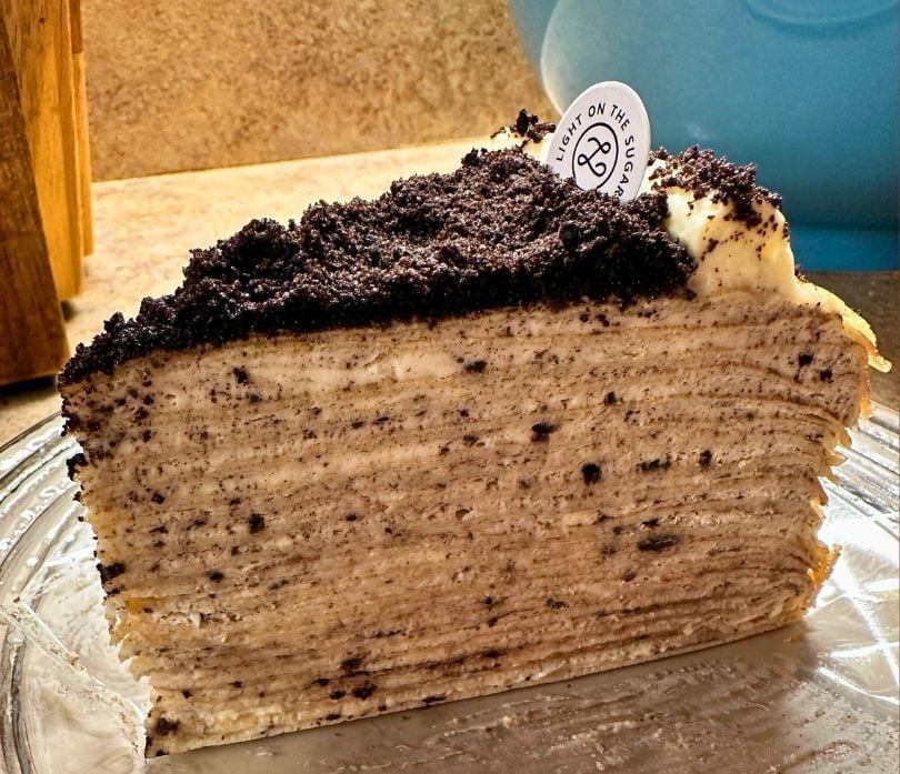 Cookies and Cream Crepe Cake from Light on the Sugar bakery