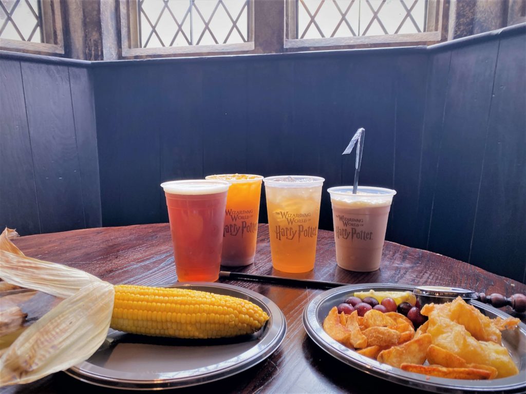 Harry Potter Pub Crawl Snacks and Drinks at Three Broomsticks dining room