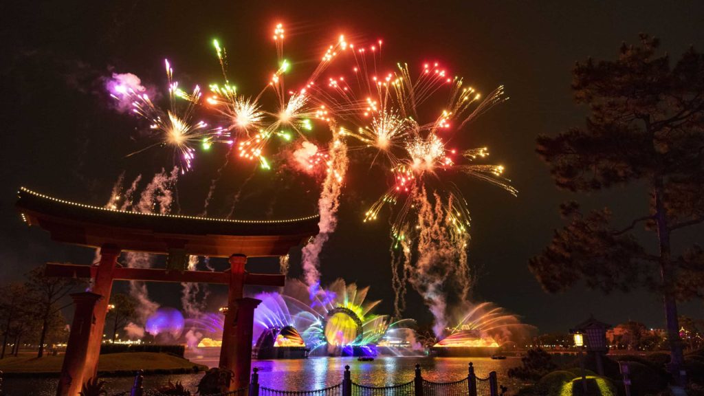 Epcot fireworks Harmonious from Japan Pavilion