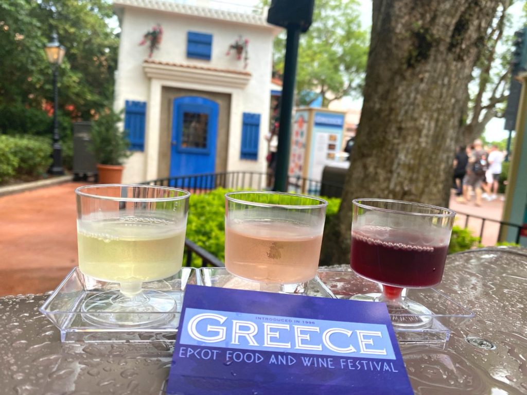 Greek Wine Flight at EPCOT Food and Wine Festival 2022 - Dani Meyering