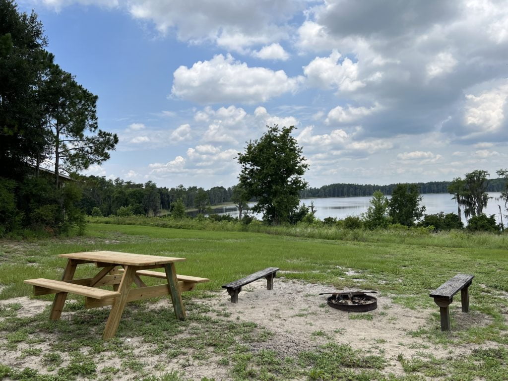 Lake Louisa State Park Cabins - Outdoor Recreation Area with picnic table and firepit