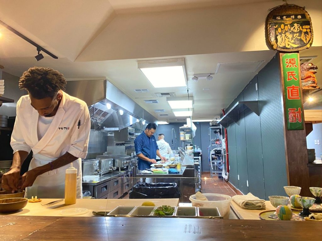 View into Susuru Juju Kitchen from Kappo Tasting Bar