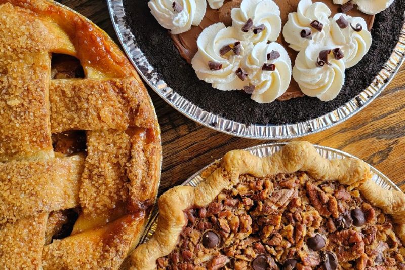 apple pie, french silk pie, pecan pie Thanksgiving pies from P is for Pie Bake Shop Orlando - Image credit pisforpiebakeshop