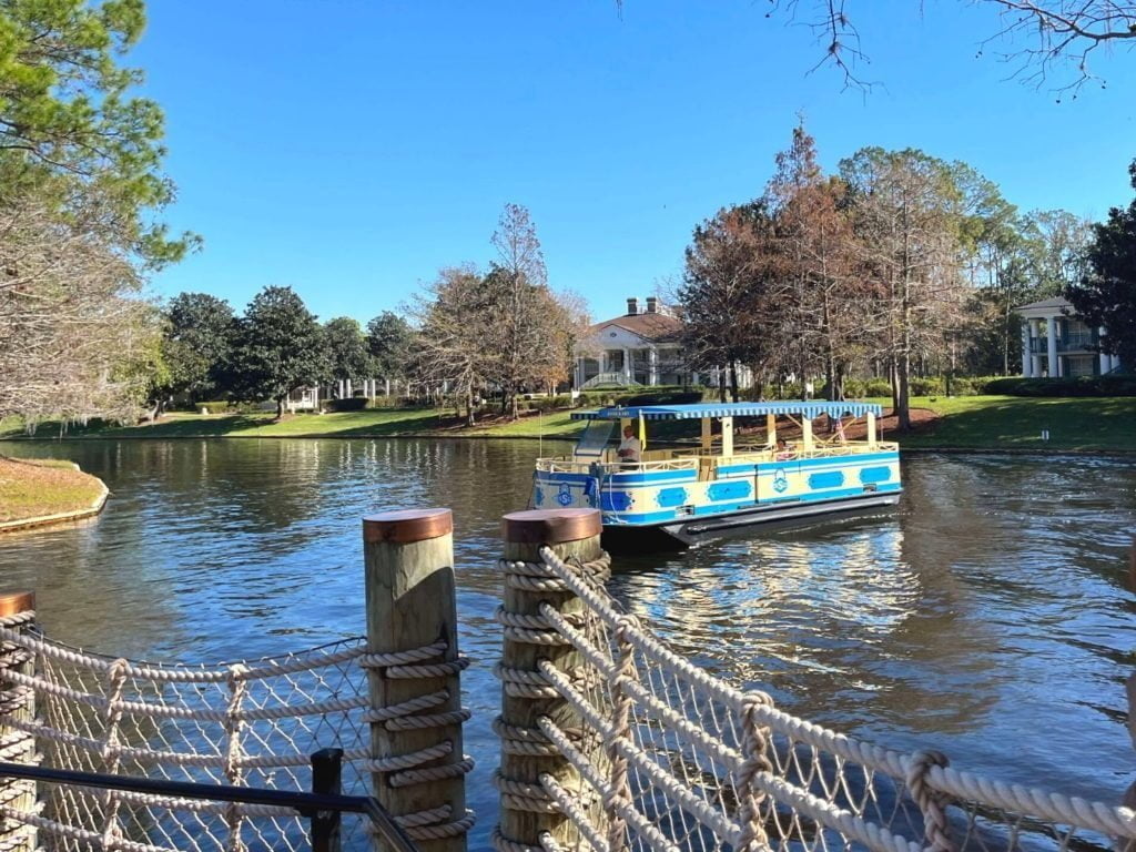 Disney's Port Orleans Riverside Boat on the water to Disney Springs