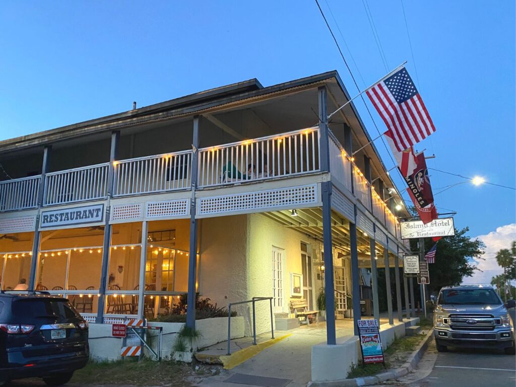 exterior of Island Hotel and Cedar Key Restaurant