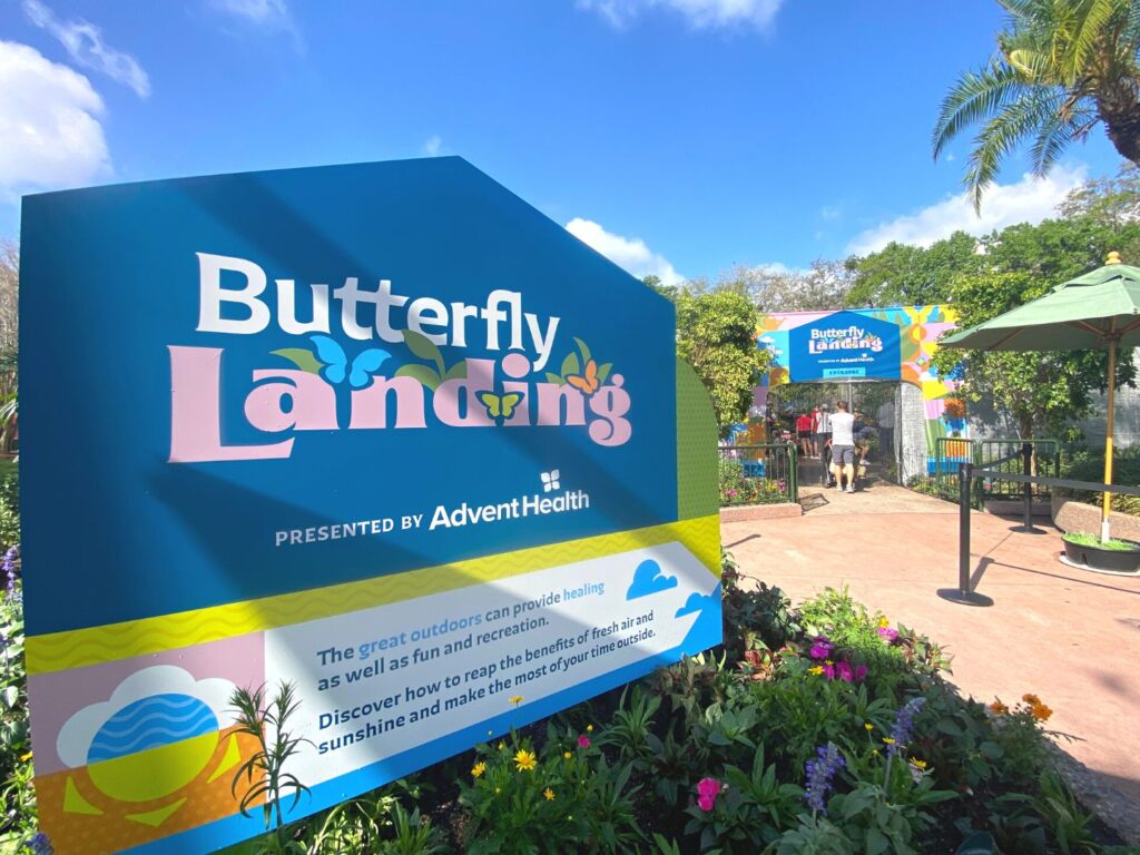Entrance to Butterfly Landing Presented by AdventHealth at EPCOT