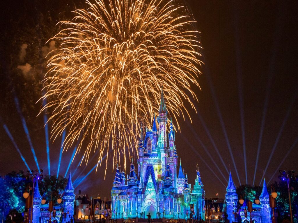 Happily Ever After fireworks presented by Pandora over Cinderella Castle - Image credit, Matt Stroshane Disney Photographer