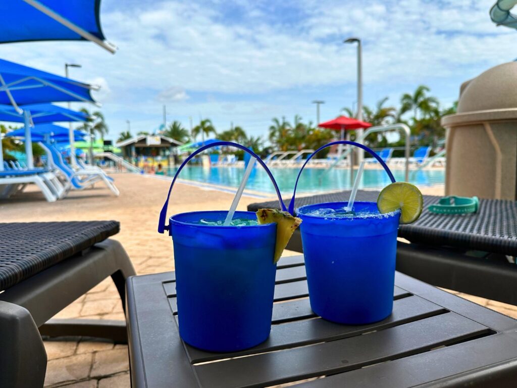 Bucket Drinks by the Adults Only Pool at Island H2O Water Park 