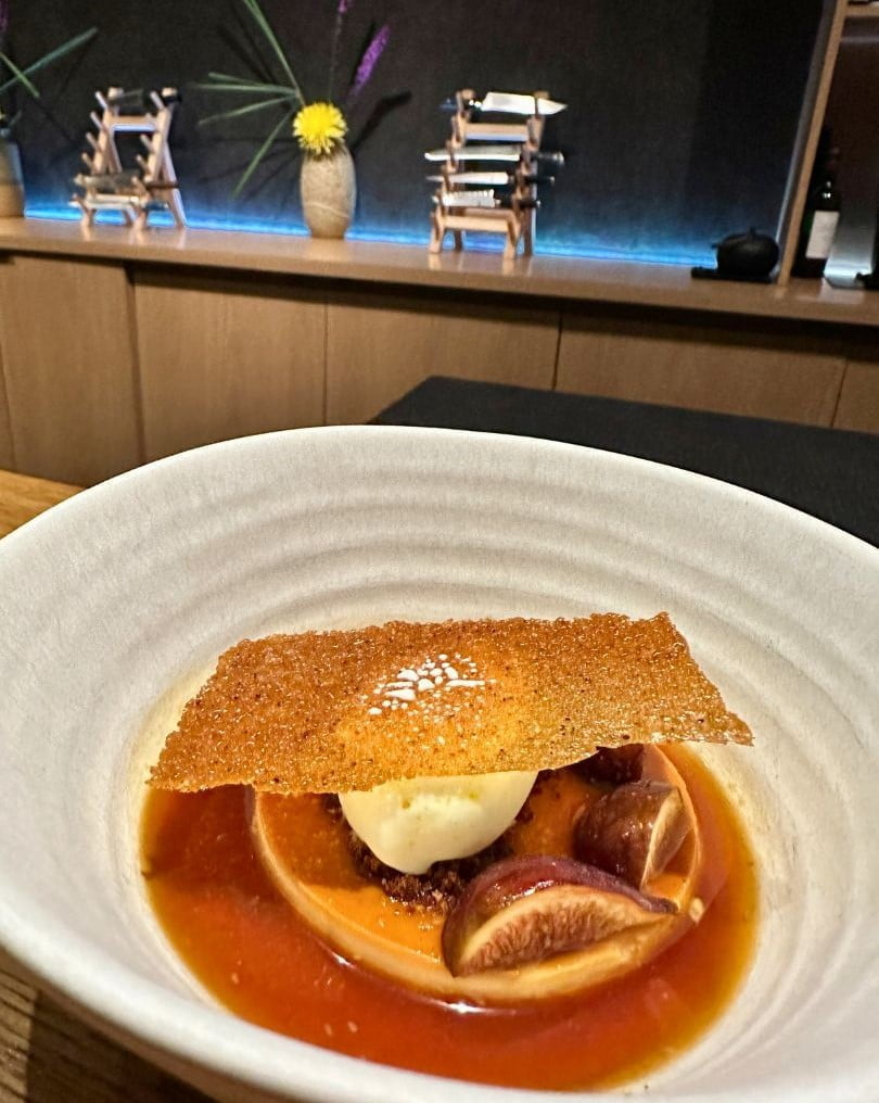 Dessert Course with figs, caramel at Soseki Modern Omakase Orlando - Dani Meyering