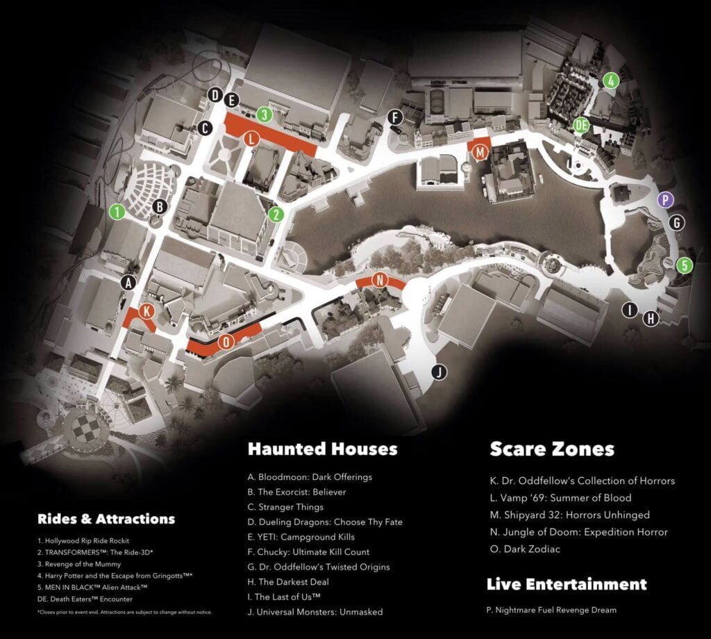 Halloween Horror Night 2023 Map Universal Orlando