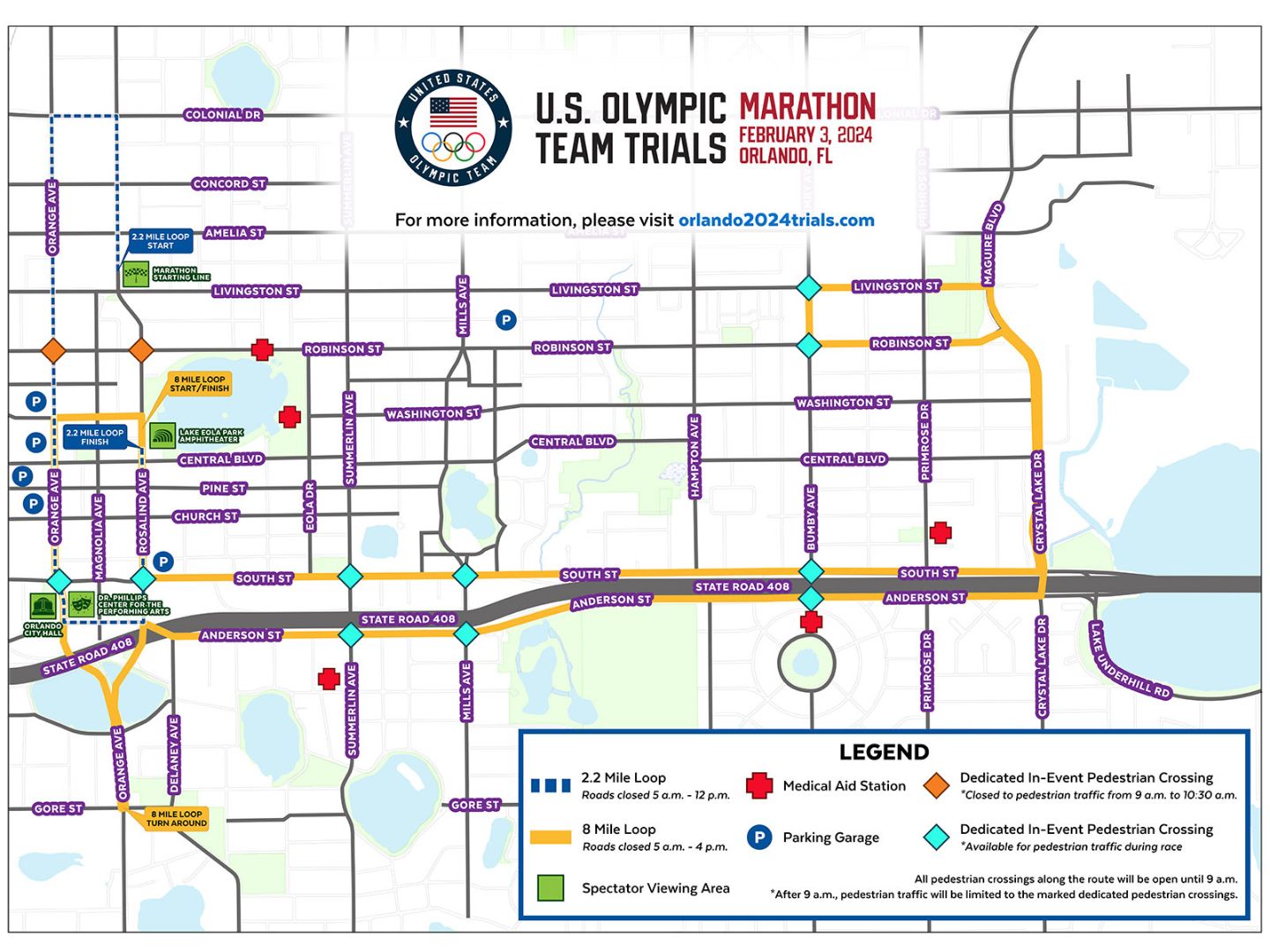 2024 U.S. Olympic Marathon Trials in Orlando Where to Watch, Parking